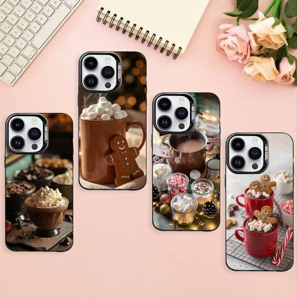 

Hot cocoa bar Phone Case For iPhone17,16,15,14,13,12,11 Plus,Pro Max Black Border Silver Plated Cover