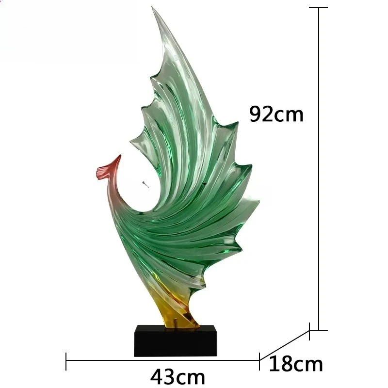 HJ Abstract Phoenix Sculpture Ornament Hotel Lobby Model Room Soft Decoration Modern Transparent Resin Interior Art