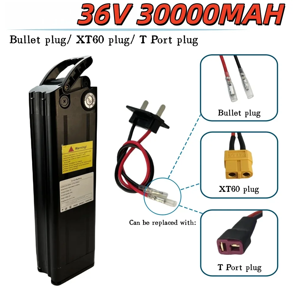 High-power 18650 Lithium ion battery pack 100% Original 36V  30Ah Silver Fish Style batteria，500W 750W 1000W