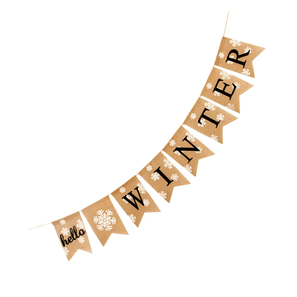 

Snowflake Bunting Linen Banner Winter Party Decoration Garland Festive Home Decor Wedding Celebration Supplies