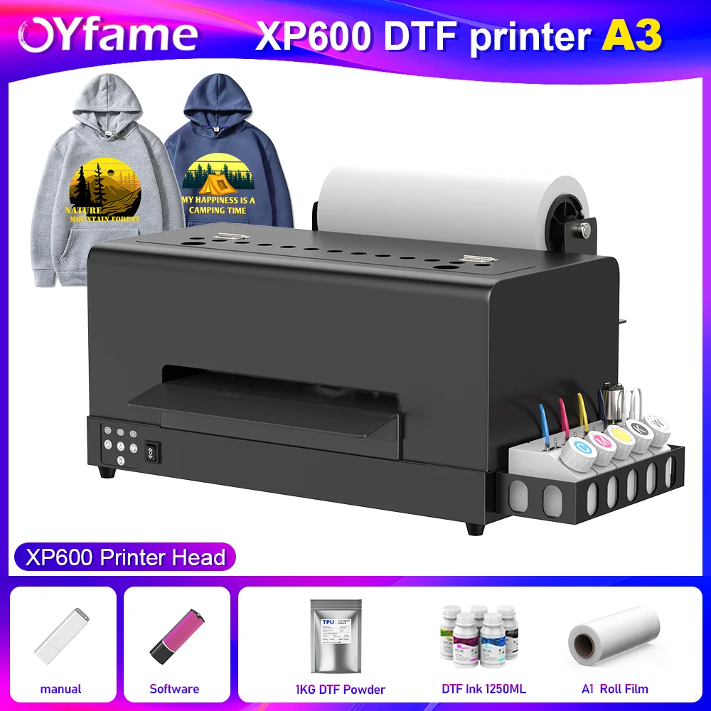 

Принтер OYfame A3 DTF напрямую к фильму Impresora dtf A3 xp600DTF Принтер для футболок, одежды, джинсов, толстов, принтеров dtf A3