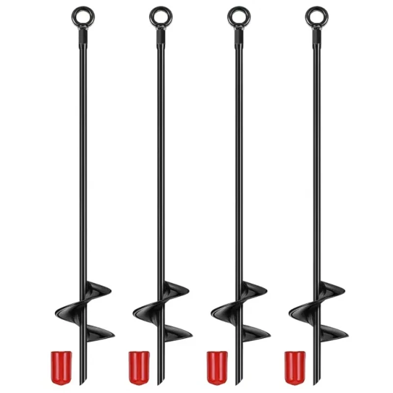 4-PCS Heavy Duty Ground Drilling Stake 2.76 Inch Width Auger Bit Soil Hole Digging Ground Drilling Anchor Rope Stake Fixing Tent