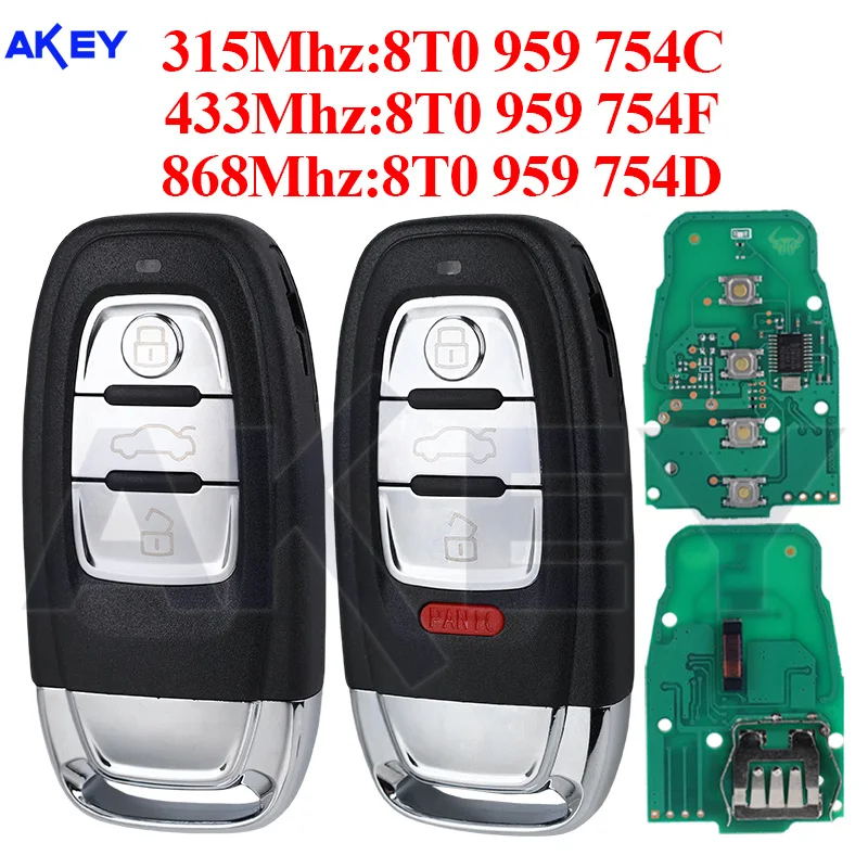 Keyless Smart Auto Remote Control Key Car Semi 315MHz/433MHZ/868MHZ 8T0 959 754C/D/F for Audi RS4 RS5 S4 S5 Q5 A4L A5 A6 A7 A8