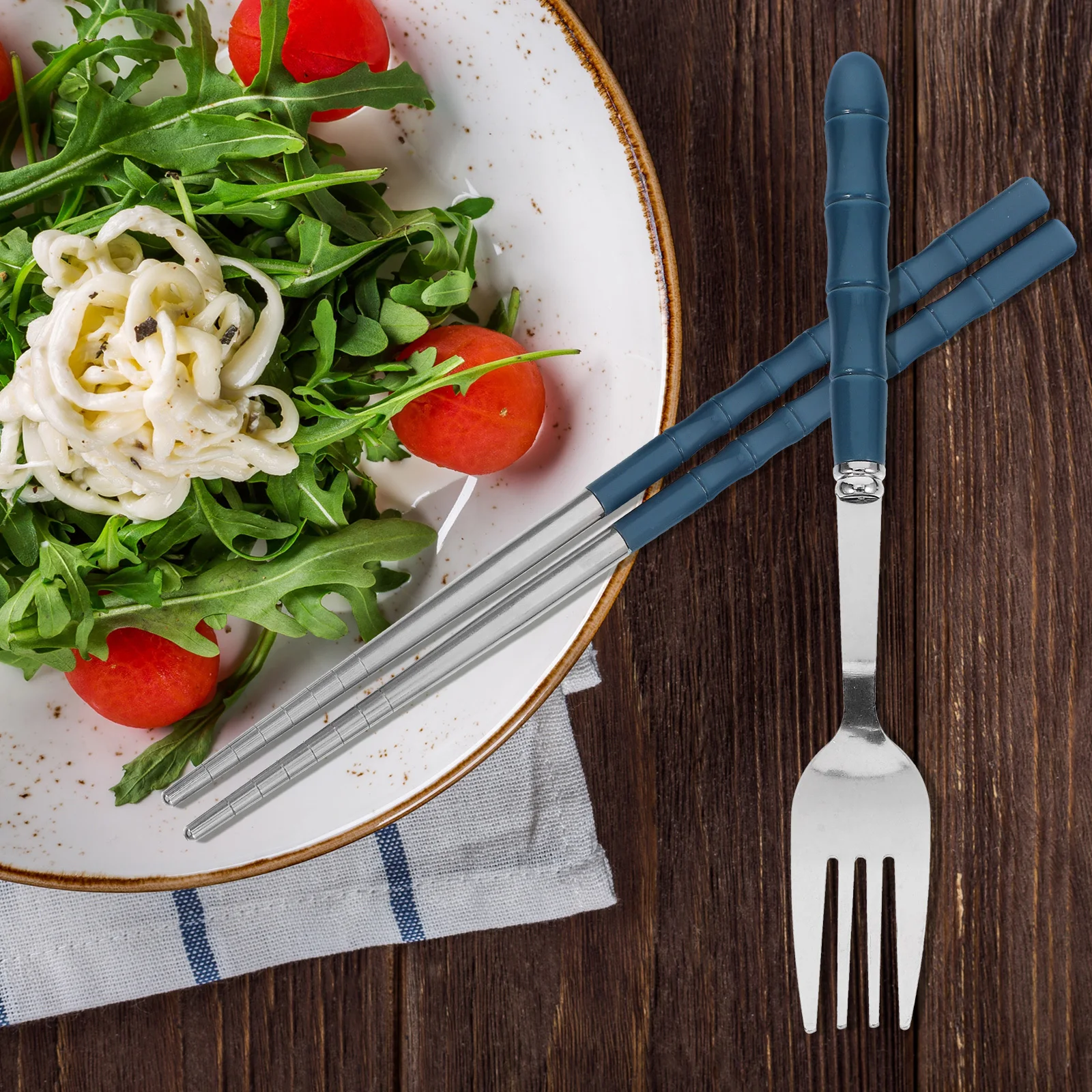 

Foldable Stainless Steel Portable Cutlery Set Fork Spoon Chopsticks for Camping School Picnic Travel Reusable Flatware Set