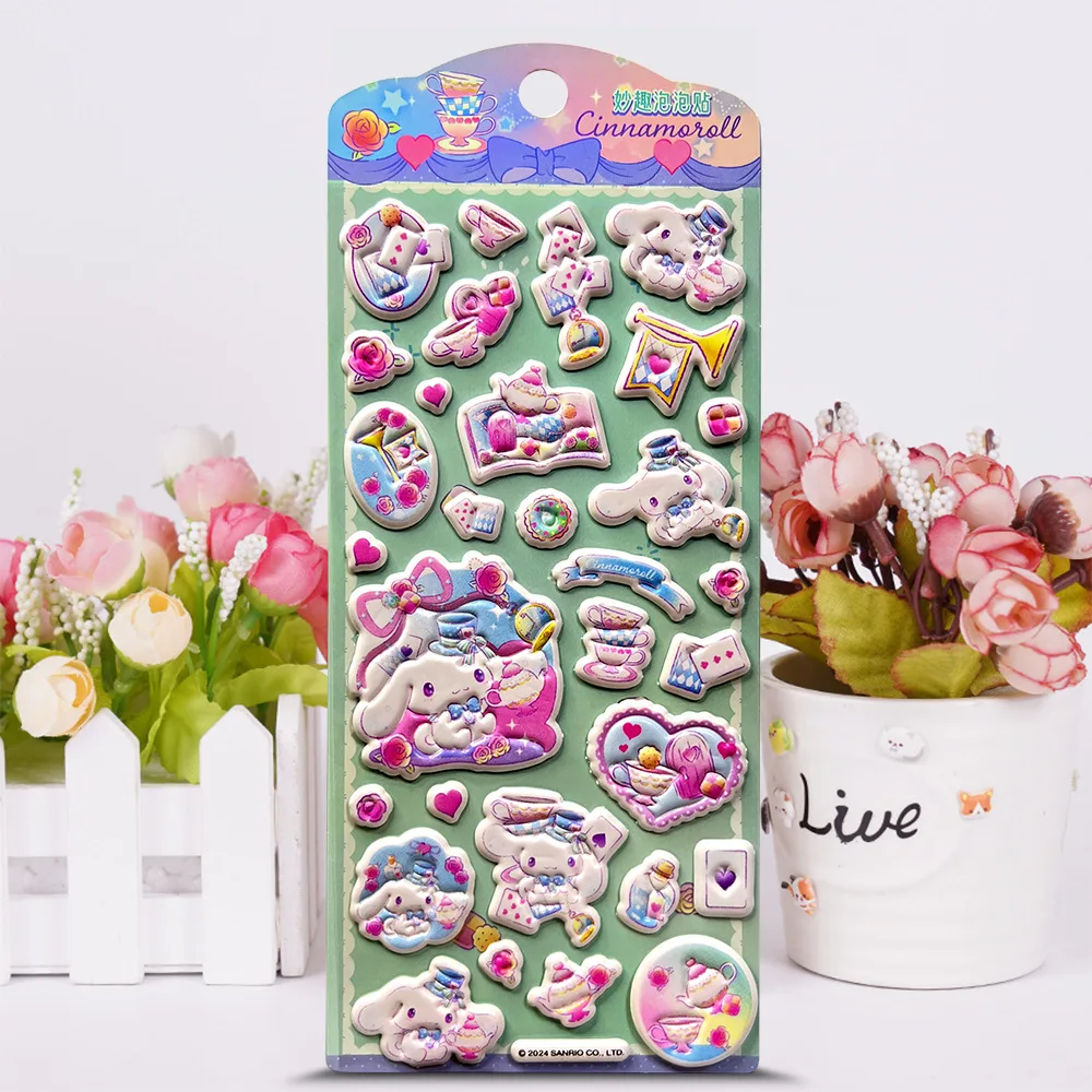 Autocollants 3D Cinnamoroll mignons, 1 à 4 pièces, autocollants 3D épais, autocollants décoratifs pour journal intime, cadeaux pour étudiants, cadeaux d'anniversaire