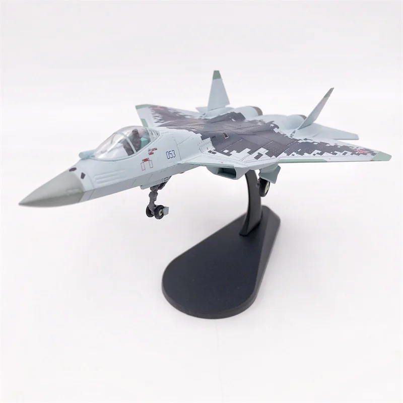 1/100 Scale Russian Air Force Su-57 Stealth Militarized Combat Aircraft Alloy Die Cast Aircraft Model Two Forms Can Be Deformed