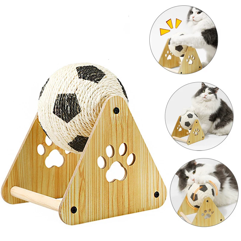

Wooden Base Spherical Cat Scratching Ball Durable Wear Resistant Sisal Climbing Frame Interactive Cat Toy Cosas Para Gatos