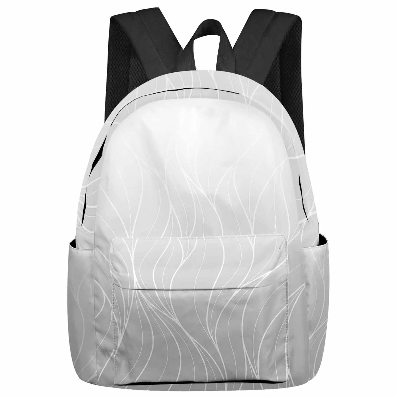 Gray Gradient Line Texture Backpacks Teenagers Student School Bags Laptop Custom Backpack Men Women Travel