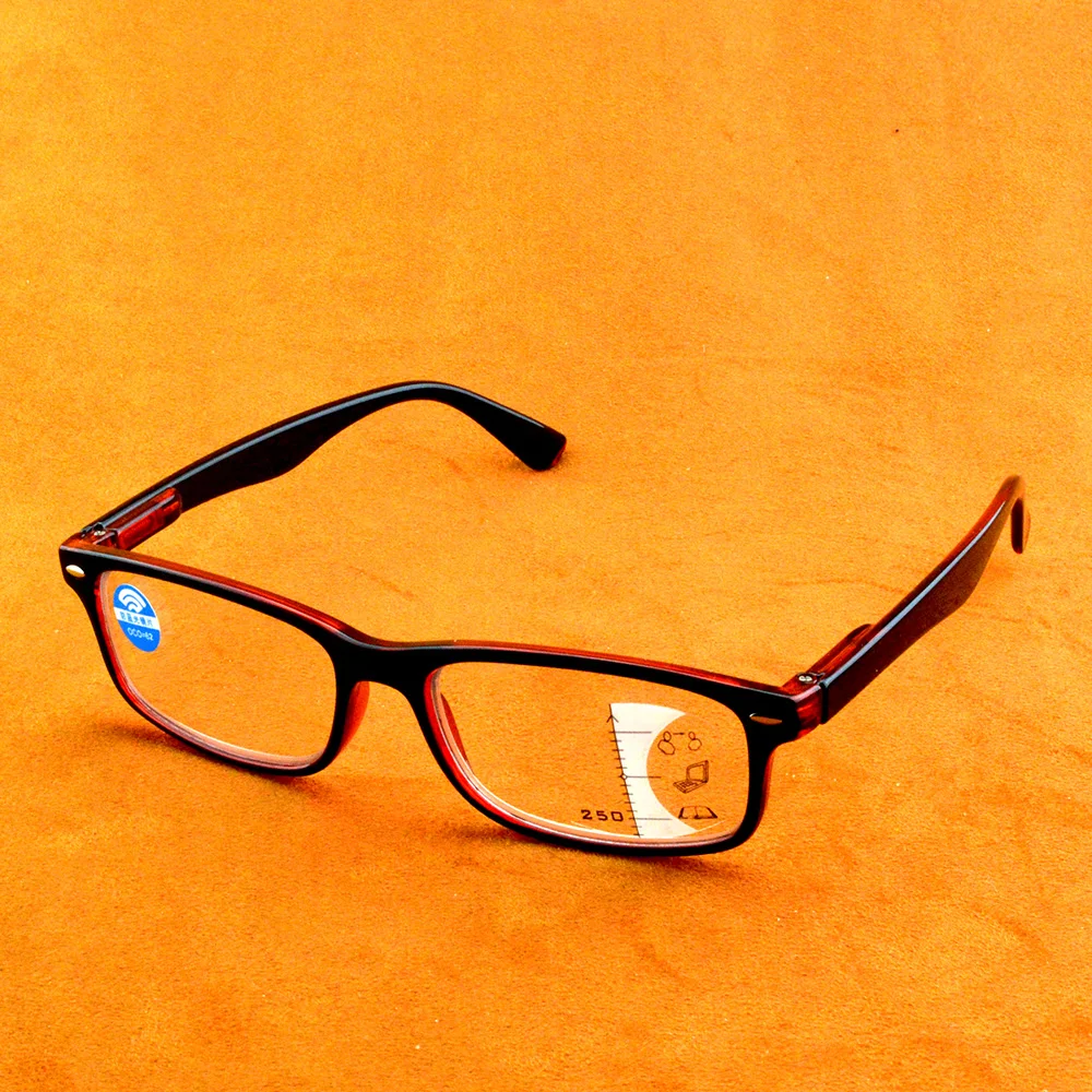 

Handcrafted Red Frame Full-rim Spectacles See Near N Far Progressive Multi-focus Reading Glasses +0.75 To +4