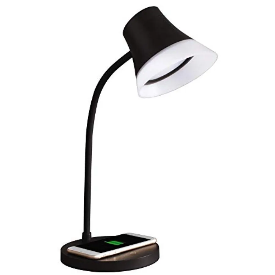 

Shine LED Desk Lamp with Qi Wireless Charging and 2.1A USB Charging Port Black