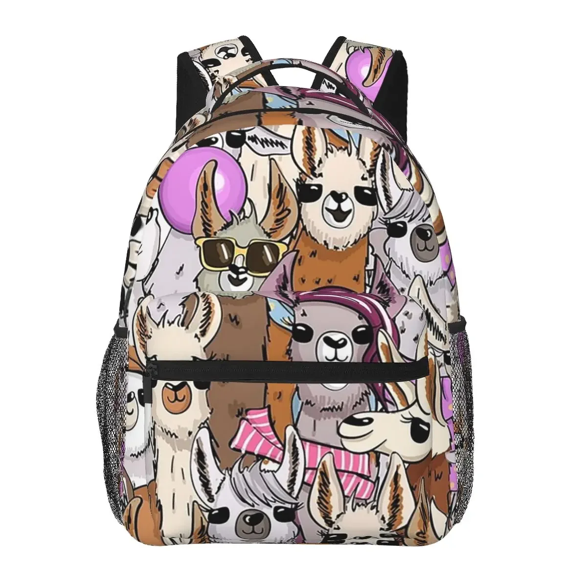 Llama Llama Party Selfie Backpacks Boys Girls Bookbag Students School Bags Cartoon Kids Rucksack Shoulder Bag Large Capacity