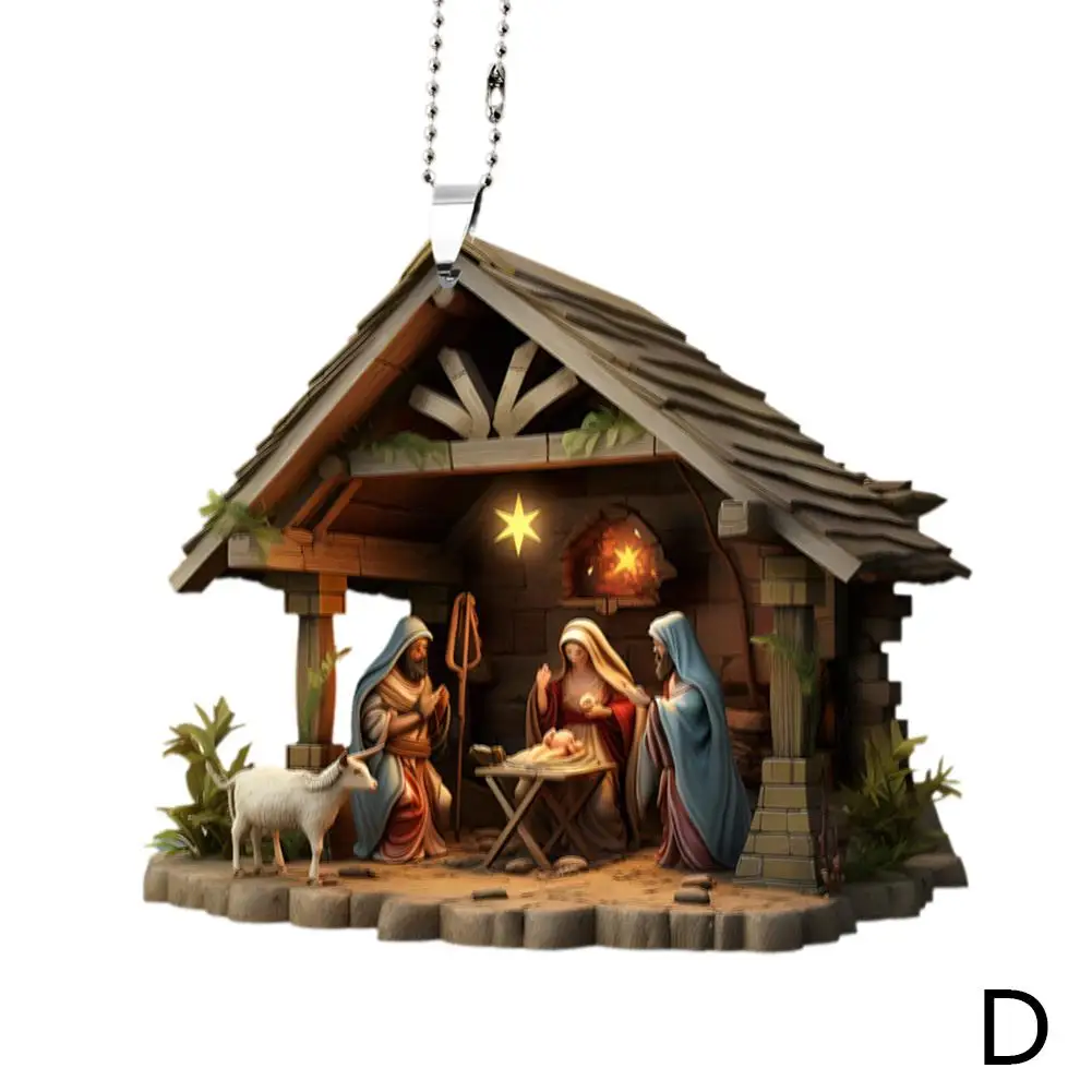 Adornos de presépio de Navidad, presépio de Navidad, decoración 2d, árbol de decoración acrílica P6x7