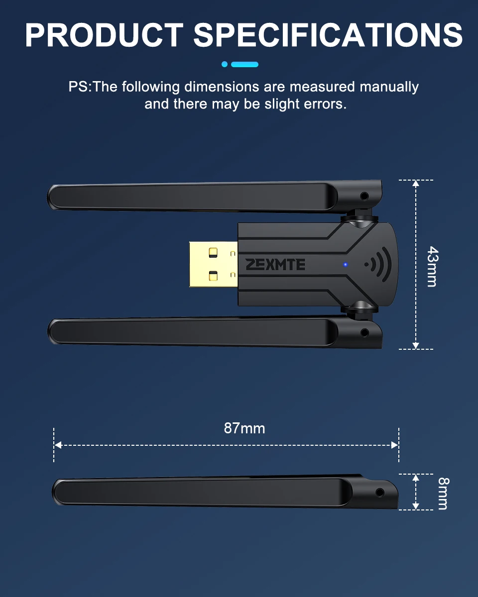 Zexmte-Adaptador USB Bluetooth 180, 5,3 M, controlador libre de banda Dual 5,1, Dongle transmisor, receptor de Audio, Adaptador para Windows 8/10/11