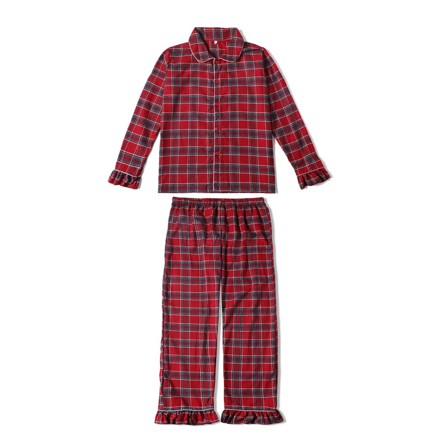 Kids red plaid pajamas baby boy and girl pajamas flannel family matching Christmas pyjamas sets