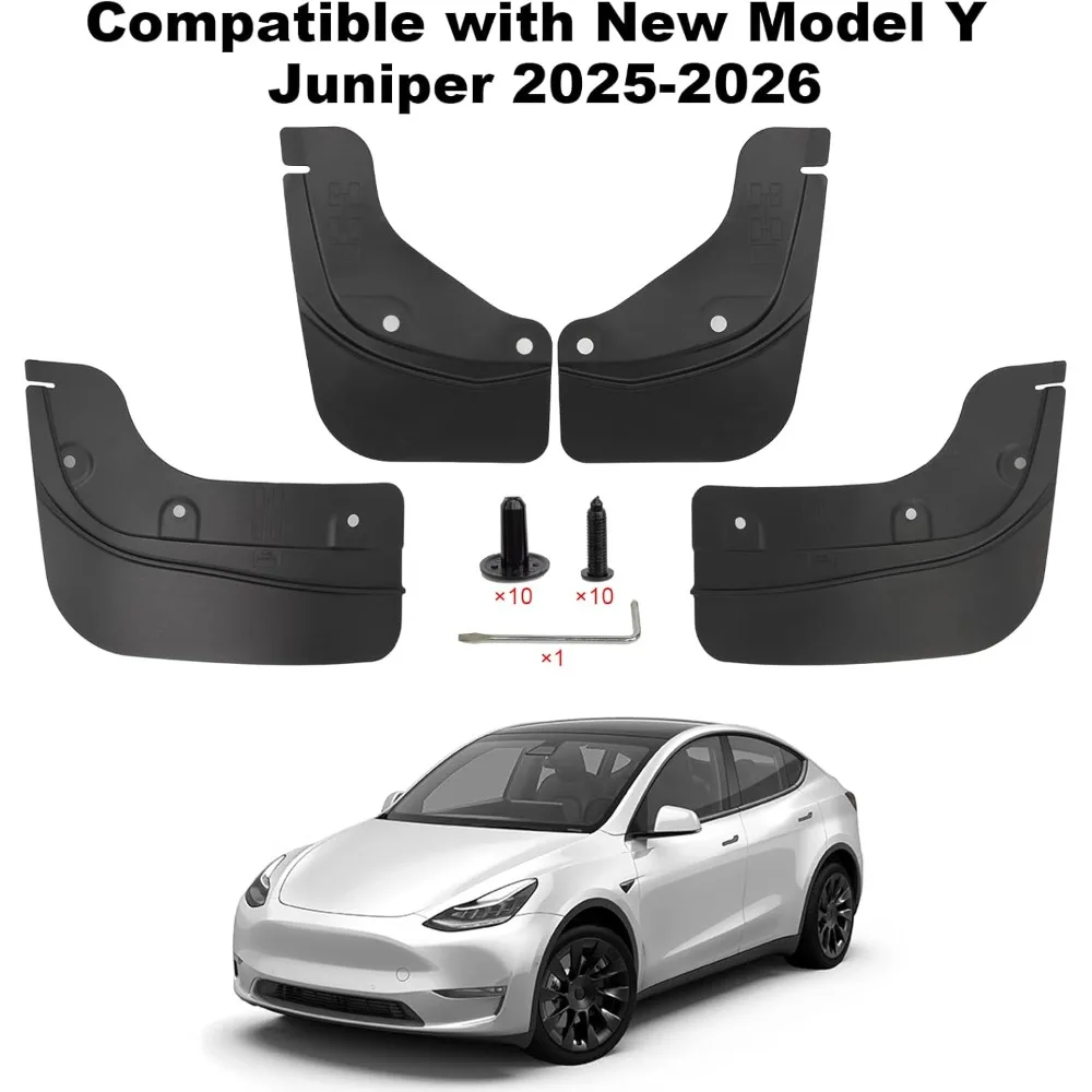 

Mud Flaps For Tesla Model Y Juniper 2025 Accessories No Drilling Splash Guards 4PCS Thicker TPE Fender Protectors