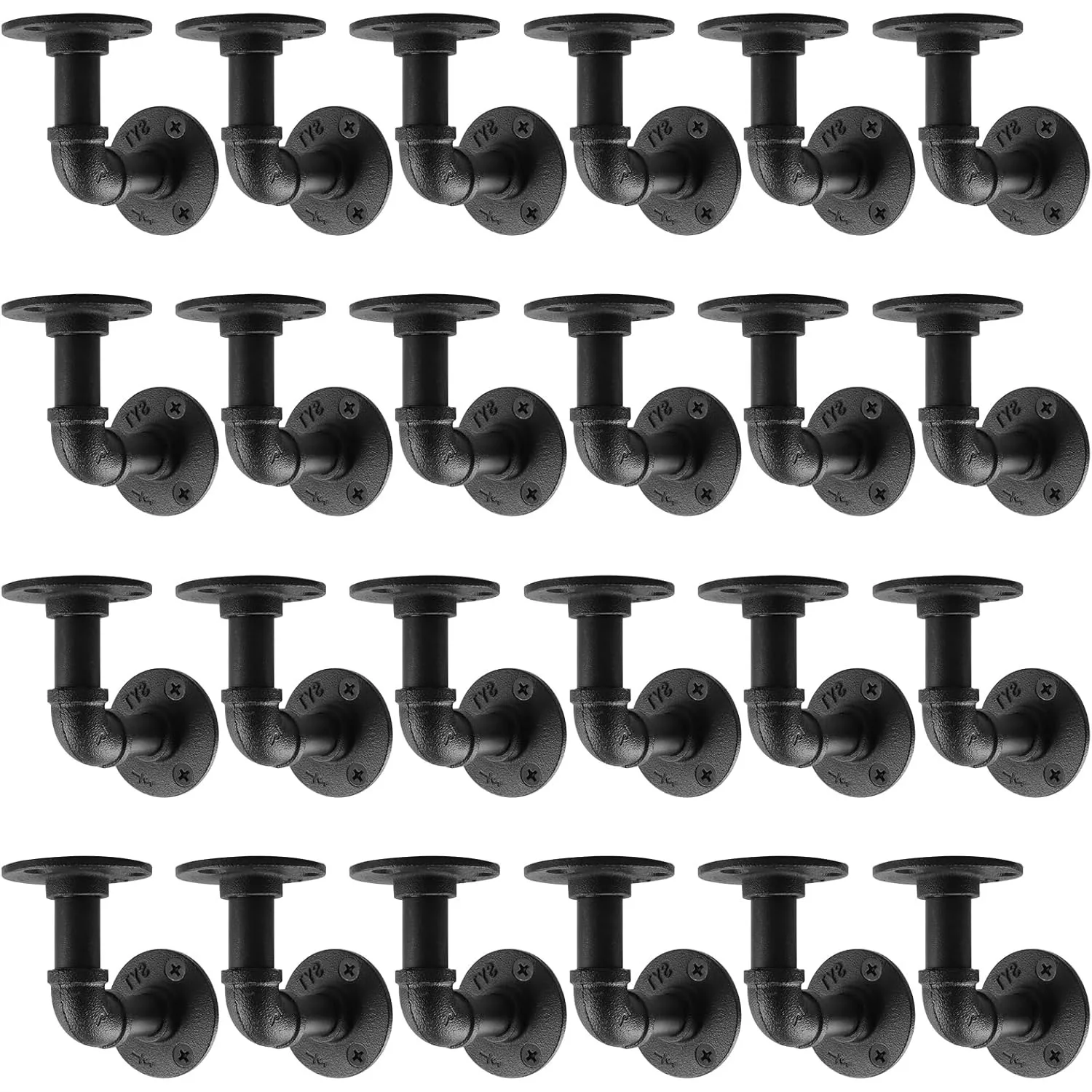 

Heavy Duty Floating Shelf Bracket, 24 Pack Industrial Black Iron Wall Mount Shelving, Rust Resistant DIY Pipe Brackets for