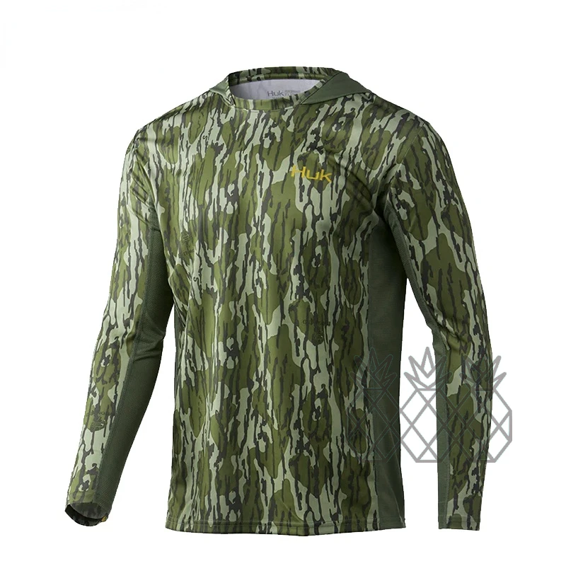 

HUK performance fishing Clothing Men Shirt Print Camisa De Pesca Fishing Long Sleeve Uv Protection Shirt Solarvent hoody pro