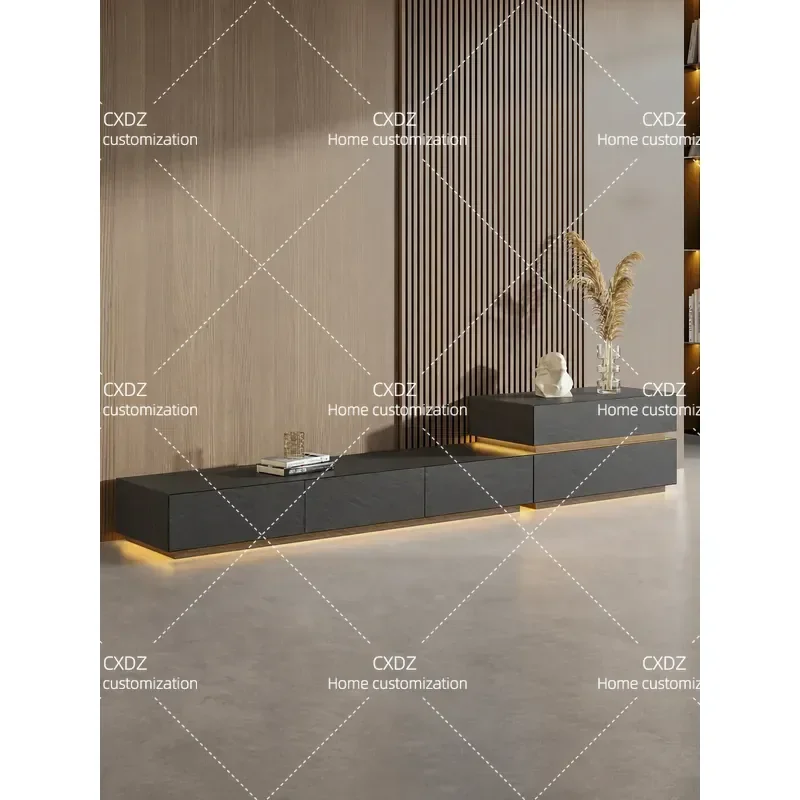 Modern Minimalist Black TV Cabinet for Living Room Wabi Sabi Style Floor Standing Media Console Storage Unit High End Design