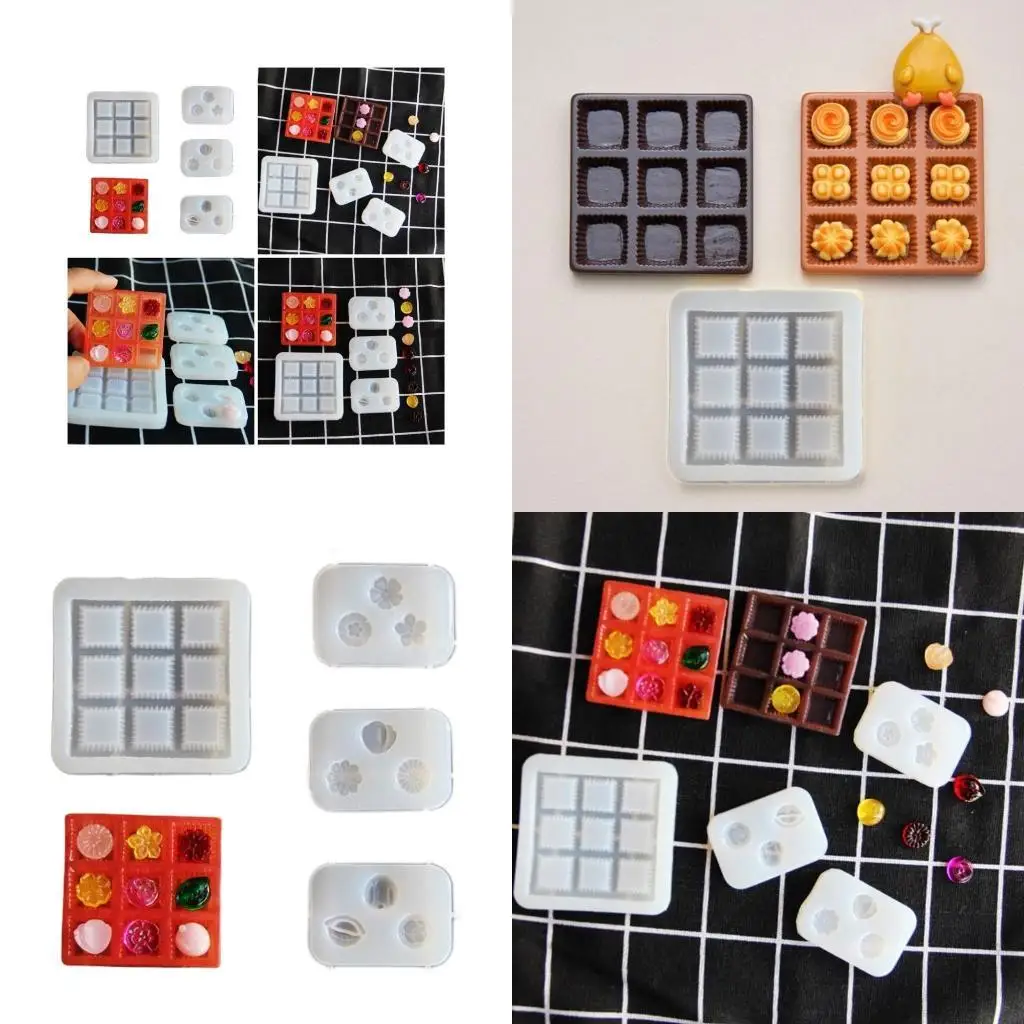 

X4YA 4pcs Silicone Mold Collection for Realistic Miniature Pastry Box Models for Handcraft Lovers and Collectors