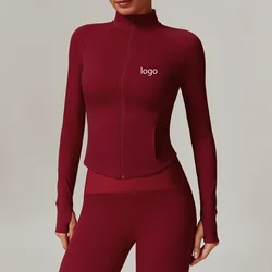 Women Jacket Women's Zipper Running Fitness Top Tight Windproof Warm Stand Collar Yoga Suit Gym Wear Wholesale Custom Logo