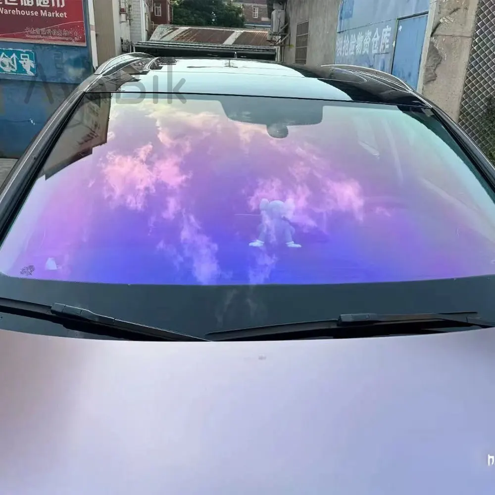 

1X3m Super Purple Light Chameleon Film Car Front Windshield Tint Foil 70%VLT Glass Tinting UV Protector Heat Control Solar Foils