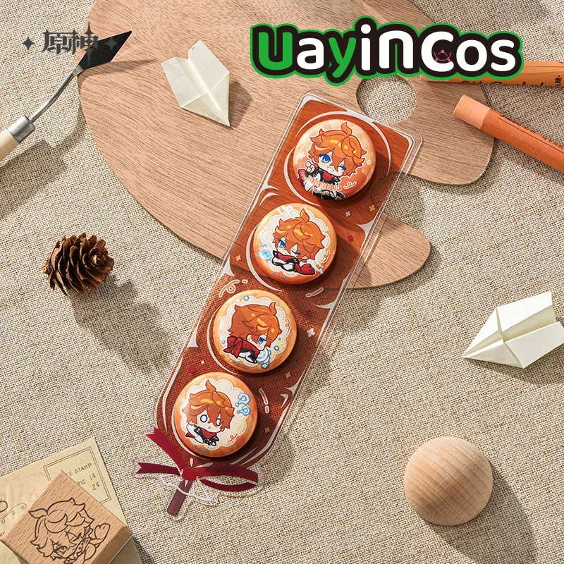 In Stock Official Genshin Impact Tartaglia Dream Journey Theme Badge Acrylic Stand Phone Lanyard Sticker Bag Set Wooden Seal Ani