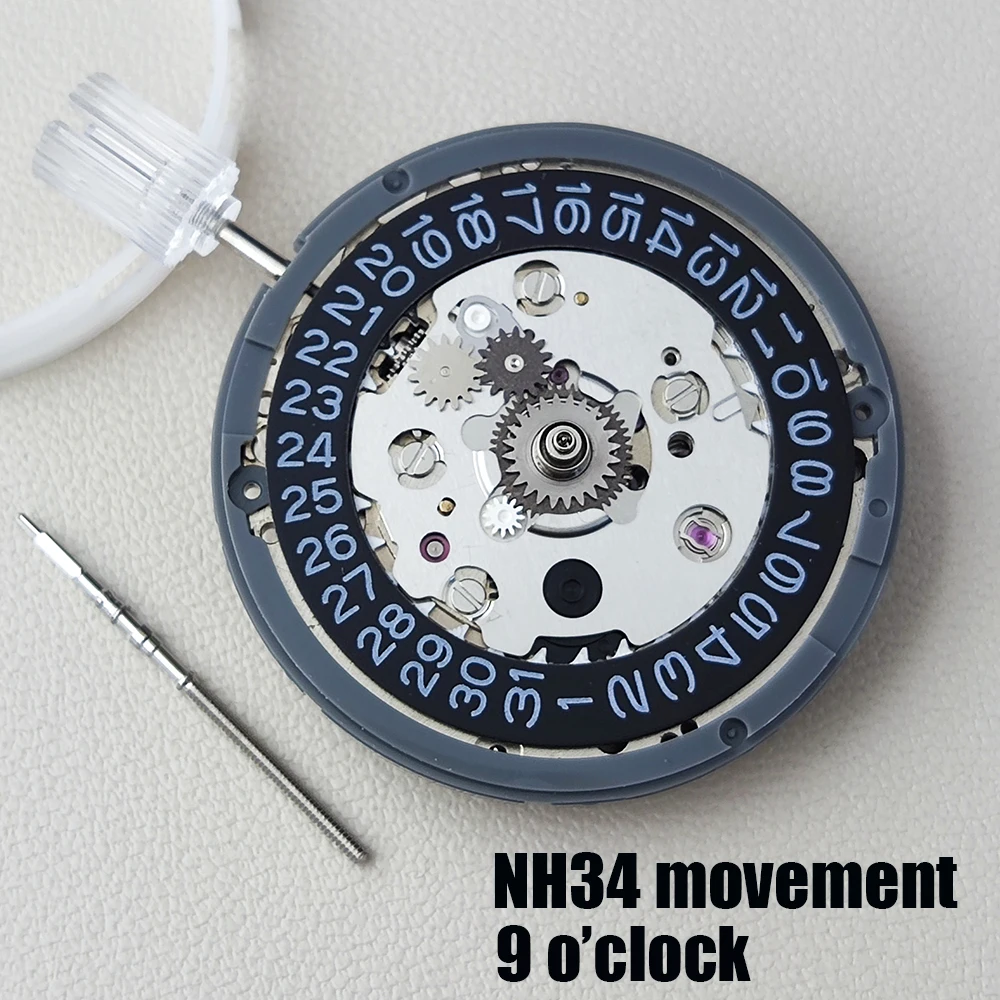 Black Original Watch Parts Replacement Japan NH34A NH34 GMT Date Automatic Mechanical Movement High Accuracy Winding Stem Set