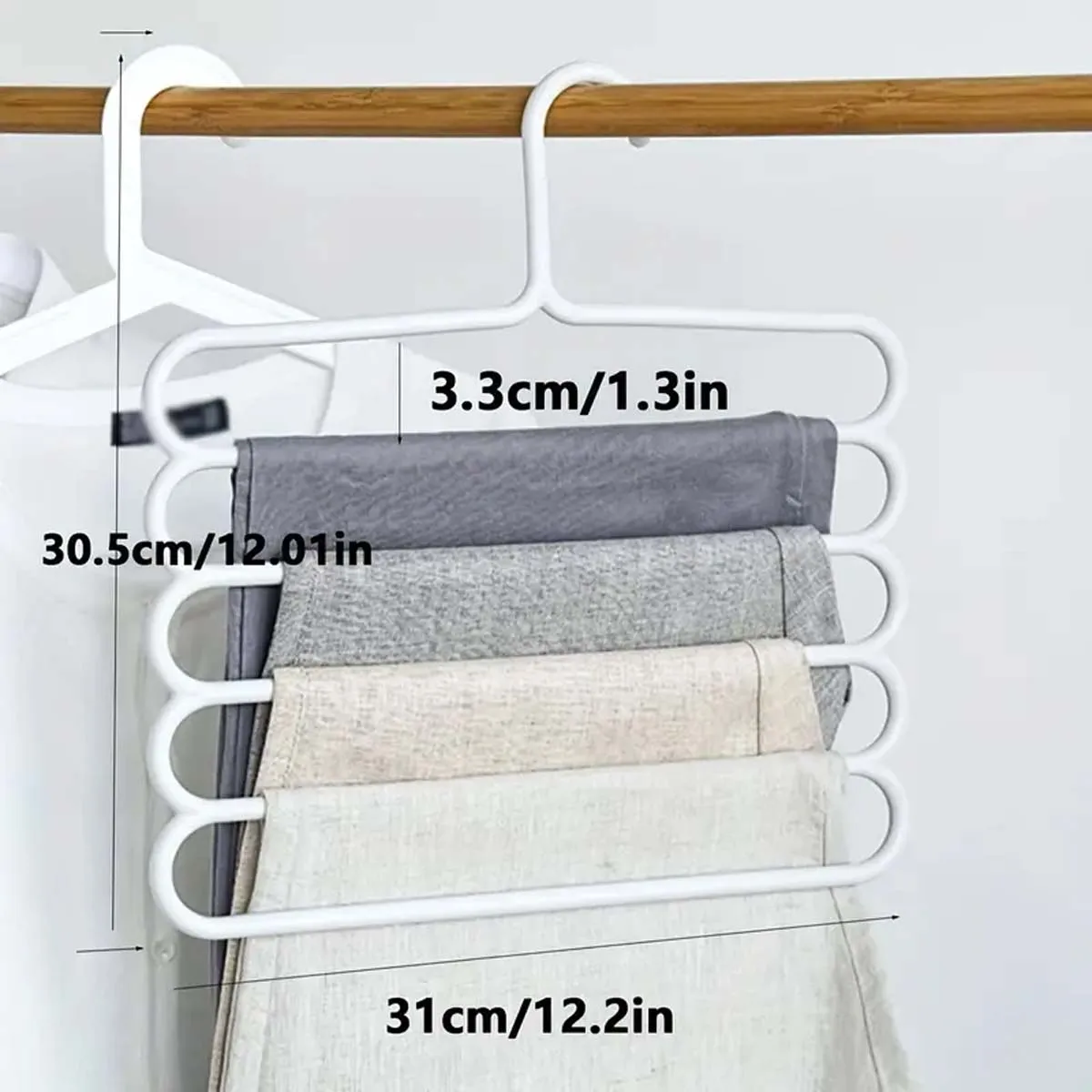 1/5pcs 5-tier Metal Pants Hanger, Foldable Non-slip Clothes Rack For Ties, Pants, Scarves, Household Space Saving Organizer For