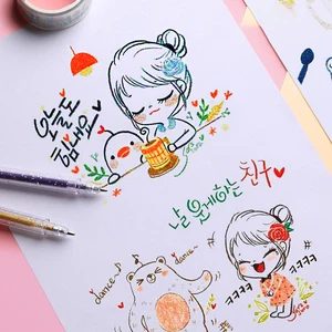 12 cái/18pcs Gel Gel Pen Set với 18 màu mực chắc chắn cho trẻ em màu sắc dành cho trẻ em, nhật ký, vẽ nghệ thuật, cuốn sách Doo 8 Canetos bán hàng chính với độ sáng - №8