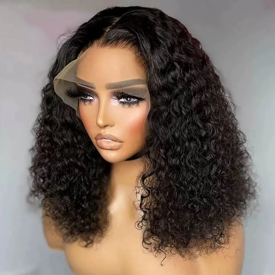 

Jerry Curl Bob Wig Human Hair Wigs Transparent 13X4 Small Curl Wig Transparent Lace Wig 22inch