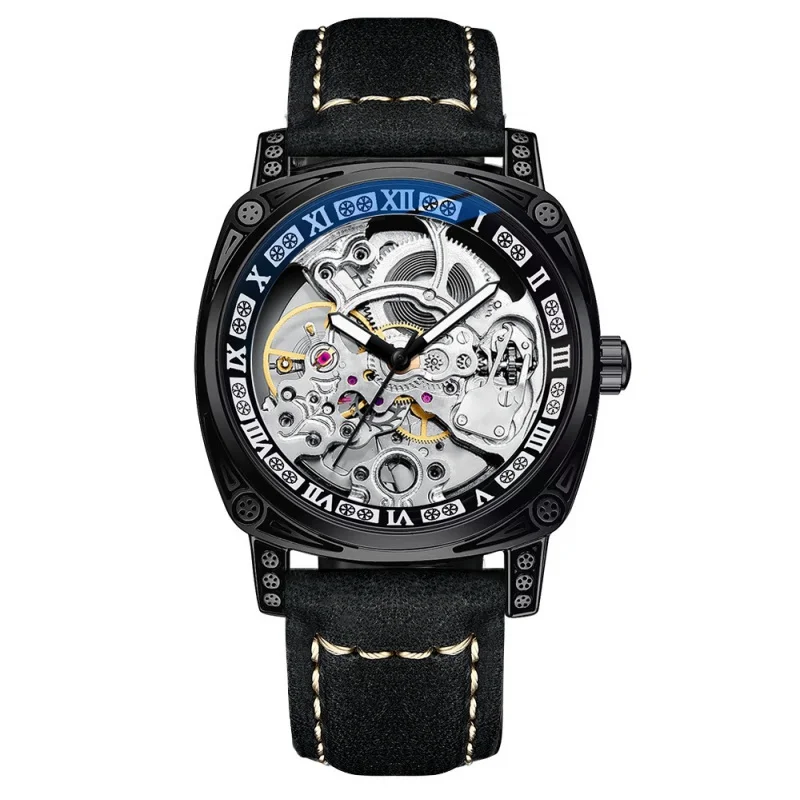 Men's Mechanical Watch New Products in Stock Luminous Waterproof Multi-Functional Carved Carved Mechanical Watch Live Supply One
