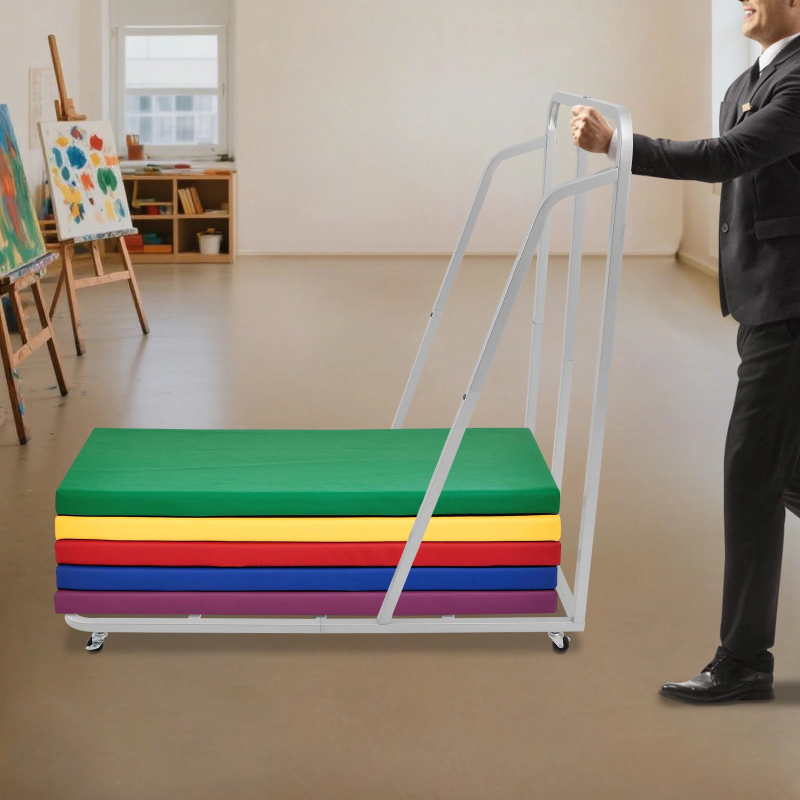 Rest Mat Handcart Storage Cart Sleeping Mat Rolling Cart with 5 Rotatable Casters Maximum Load Capacity 100LBS