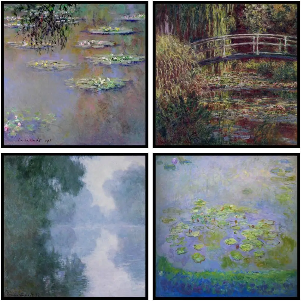 Claude Monet Japanese Bridge Large Canvas Print HD Water Lilies Impressionist Wall Art for Bedroom Living Room & Bathroom Decor