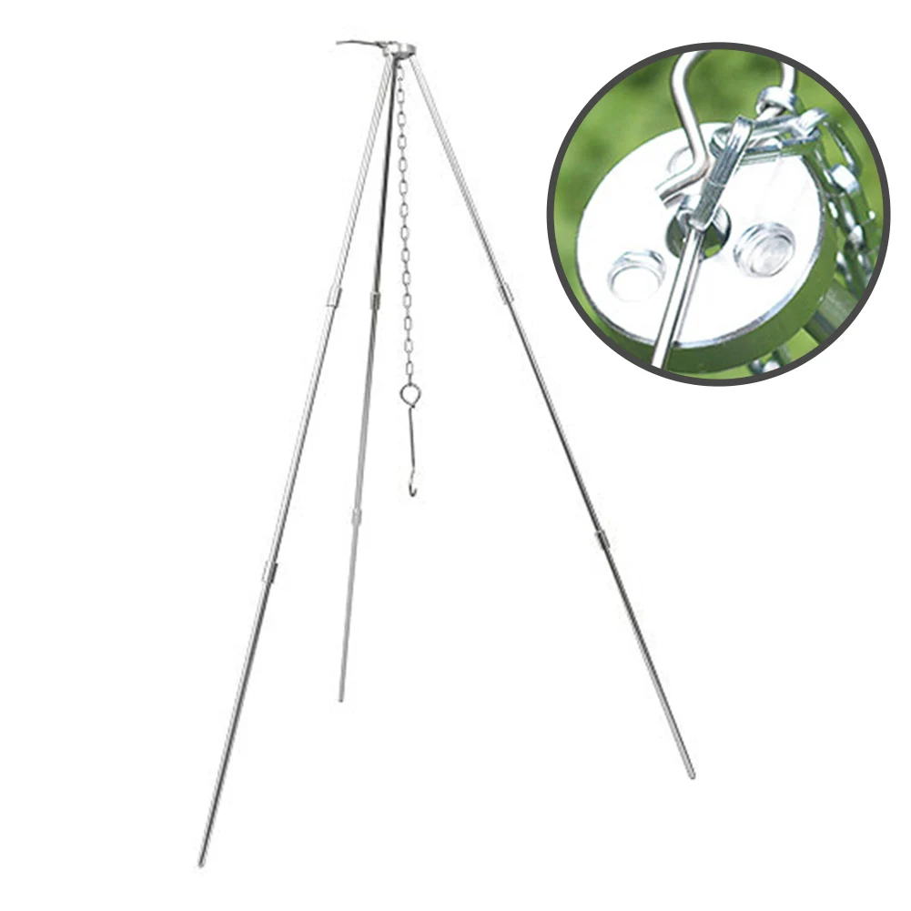 

Camping Tripod For Hanging Pot Adjustable 3-Leg Outdoor Camping Tripod For Cooking & Hanging Gear Cookware Picnic
