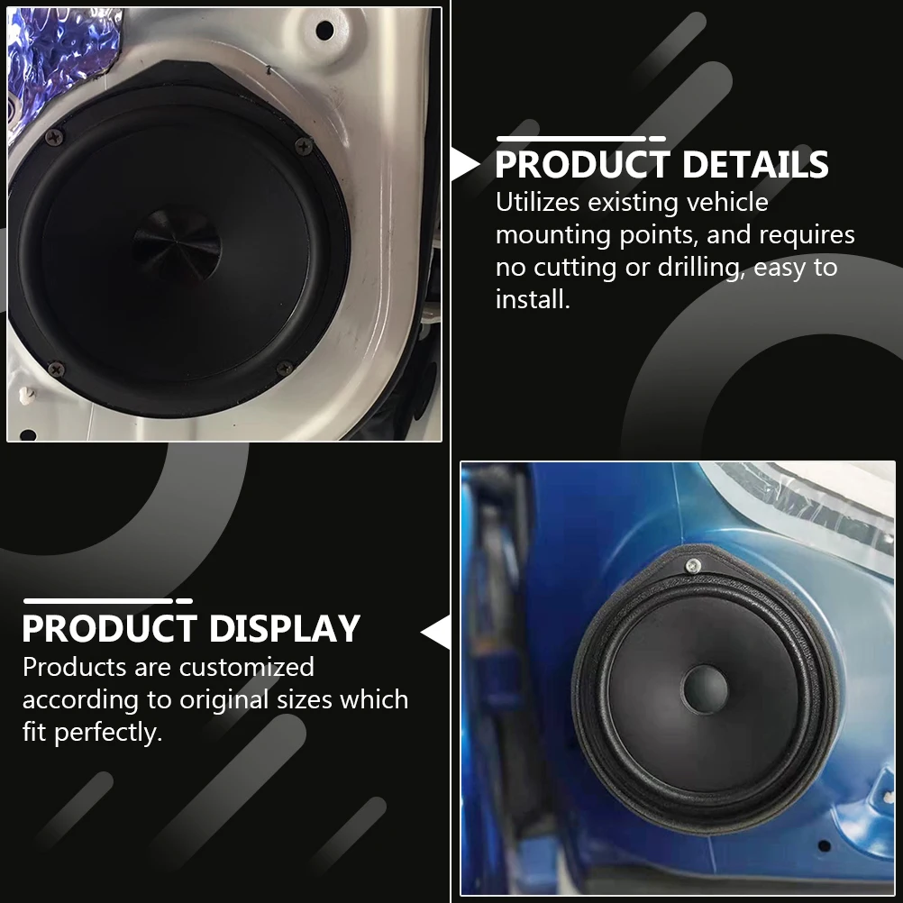 

2pcs 6.5 Inch Car Speaker Spacers Rubber Auto Audio Adapter Rings Easy Install Durable Interior Sound System