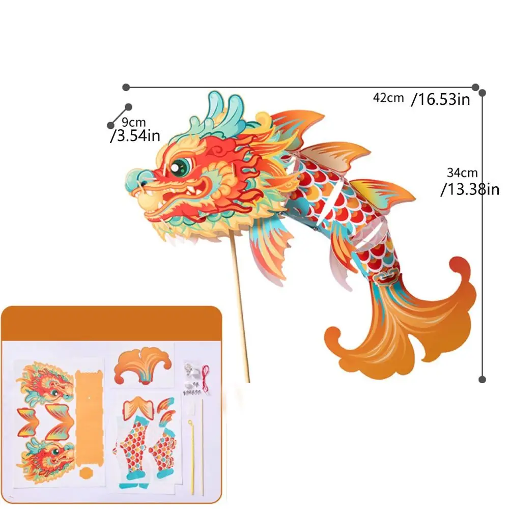 فانوس محمول باليد على شكل سنة التنين مصنوع يدويًا، فانوس السنة الجديدة المضيء، تراث ثقافي غير ملمع متوهج #6