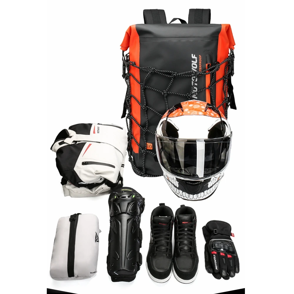 Мотоциклетный рюкзак, мотоциклетная сумка, многофункциональная задняя Сумка, водонепроницаемая сумка со светоотражающей сеткой для мотоциклетного шлема