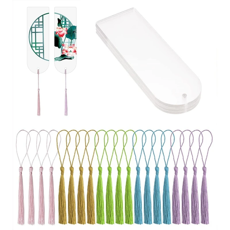 Marque-page en acrylique transparent, pendentif de liste de gland, document inachevé de bricolage