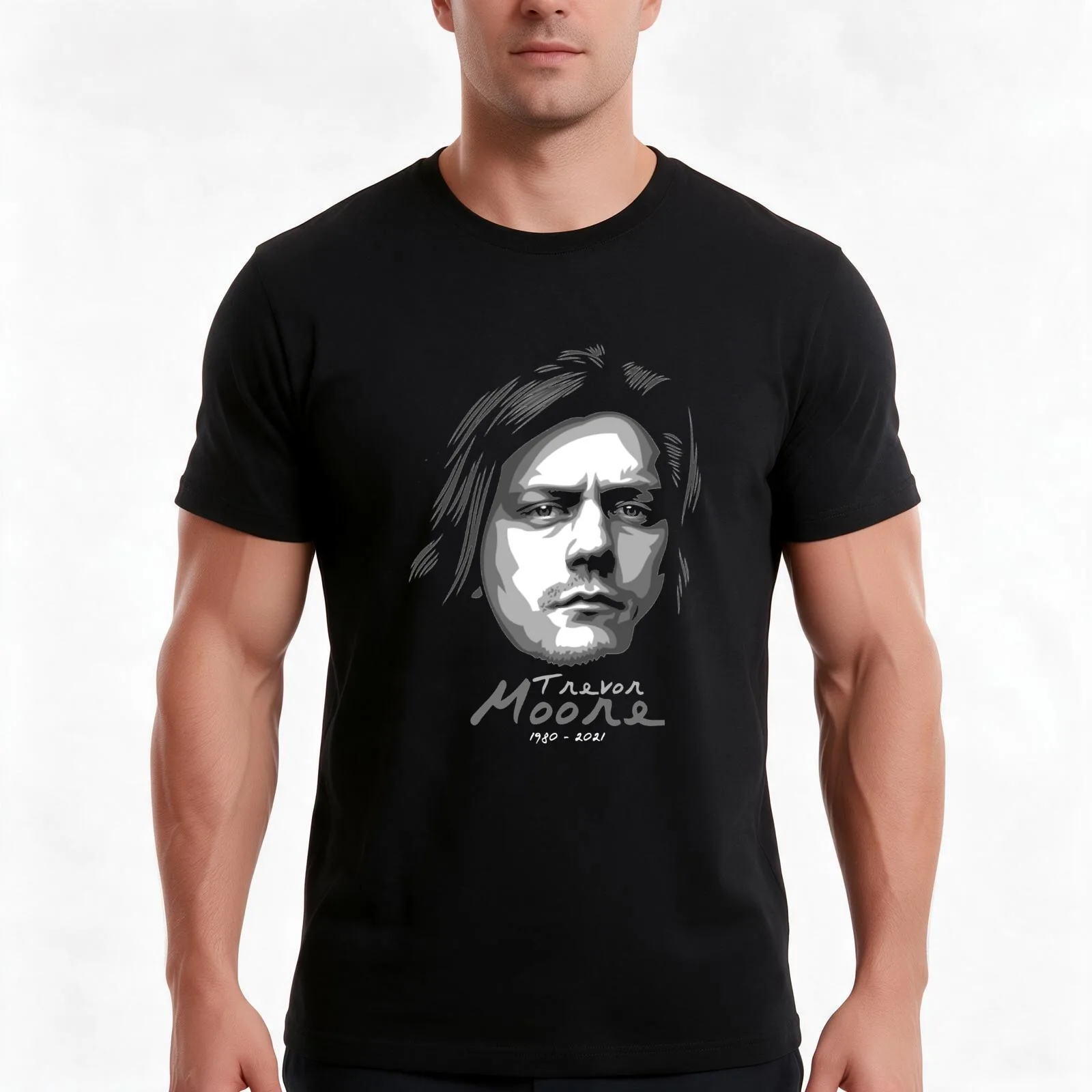 TREVOR MOORE Essential Classic T-Shirt Summer Casual Cotton Tee Oversized Streetwear Tops Vintage Graphic Print 100% Cotton