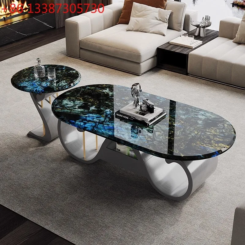 

Современный минималистичный журнальный столик из натурального микрокристаллического камня, столешница из каменной плиты, легкий люкс для гостиной