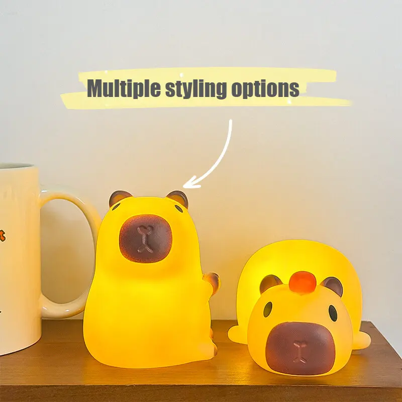 น่ารัก Capybara Night Light, LED Night Light โคมไฟข้างเตียง, เด็กการ์ตูนห้องนอน Night Light, ของขวัญวันเกิดเด็กสร้างสรรค์