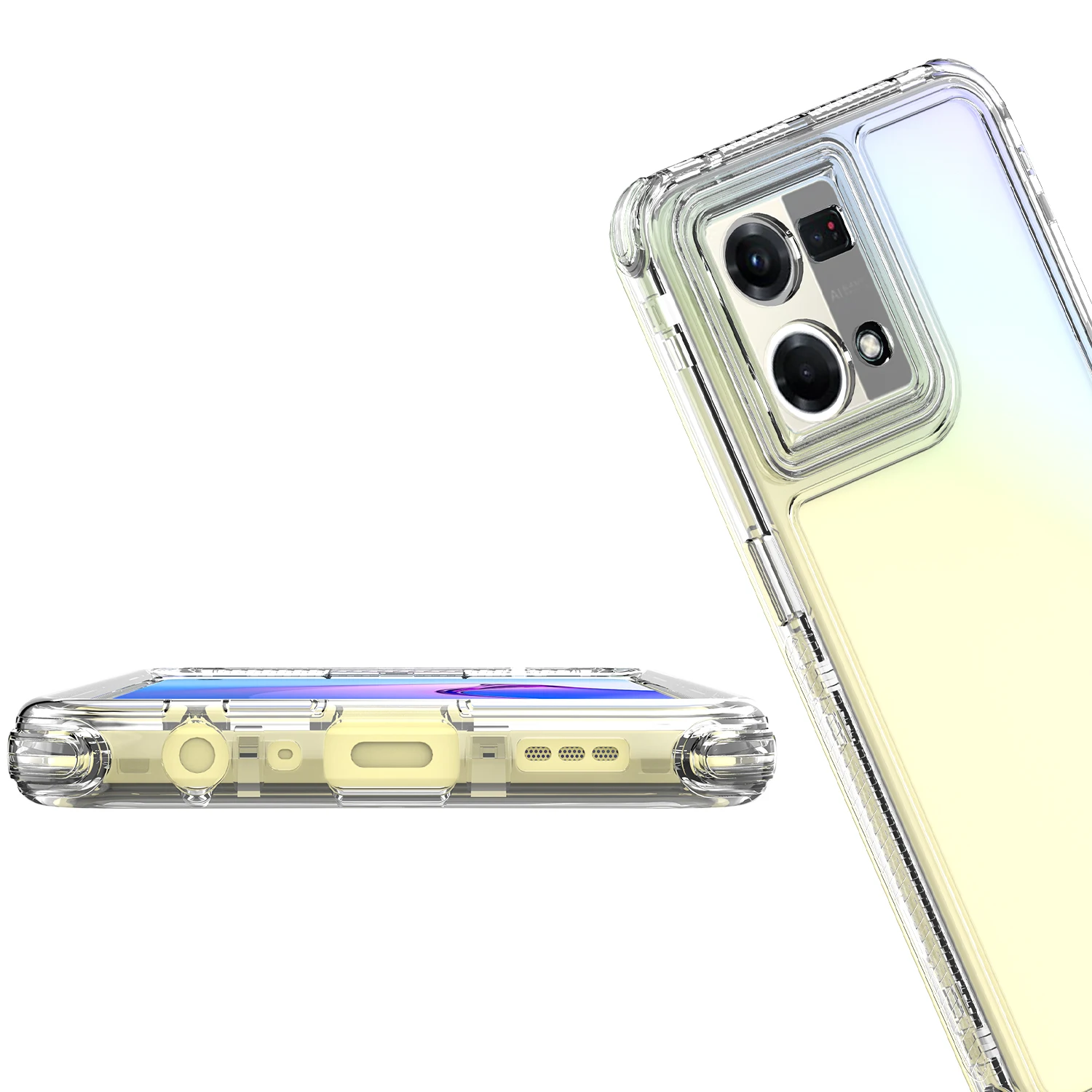 Funda de teléfono 3 en 1 con armadura resistente a prueba de golpes para OPPO Reno 7 4G CPH2363 marco de plástico duro transparente TPU contraportada Fundas Capa