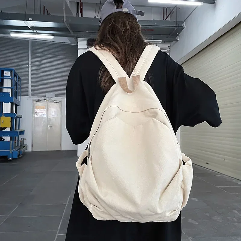 2024New Women's Backpack Fashion Academy Style Canvas Schoolbag Simple Large Capacity Retro Korean Edition High Quality Backpack