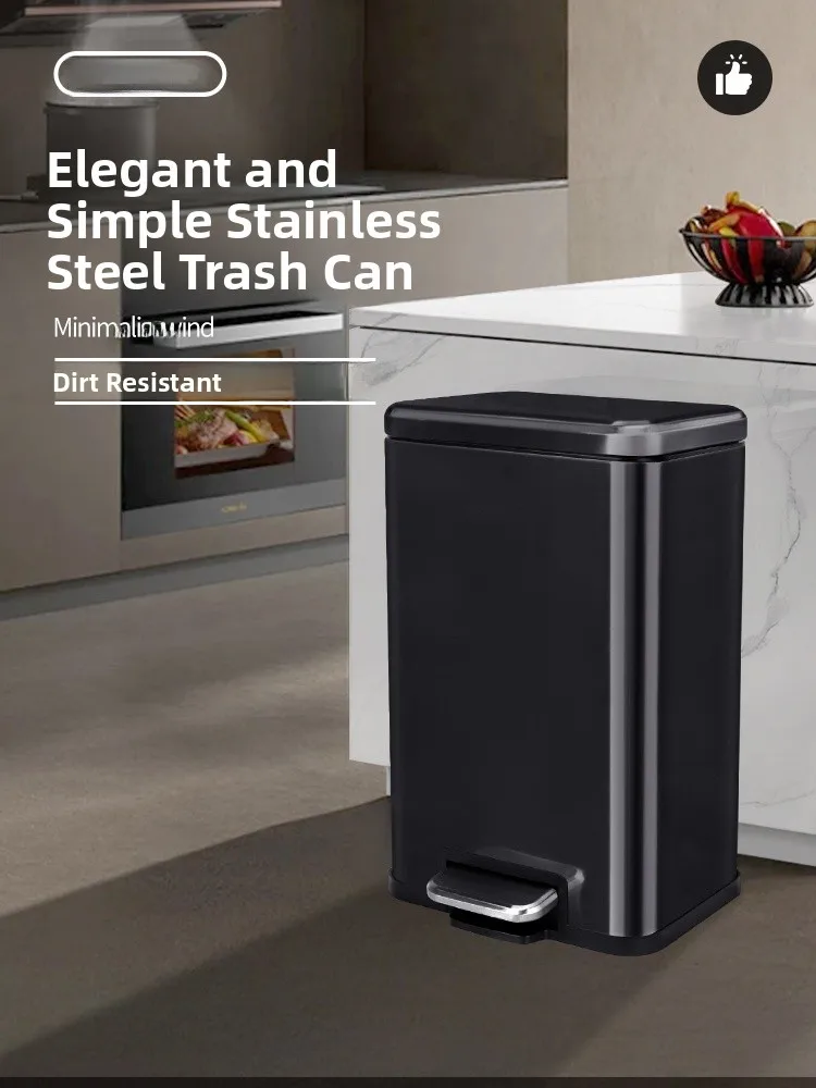 

Большая емкость из нержавеющей стали, 8 л, ножная педаль, кухня, гостиная, домашнее коммерческое использование с крышкой, мусорное ведро