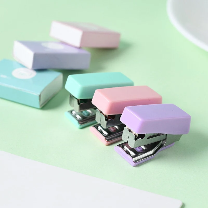 Mini Morandi Color Stapler Set with 10# Staples Office Manual Binding Tools Metal Stapler Set Korean Stationery School Supplies