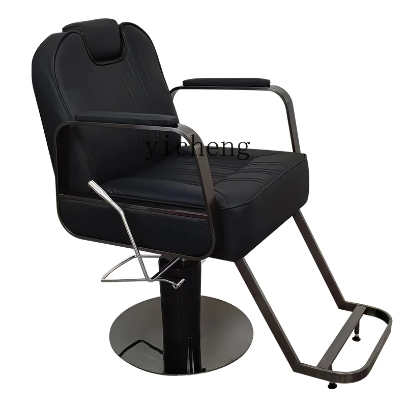 ZWS. Internet celebrity black martial hair salon barber chair reclining perm and shaving chair