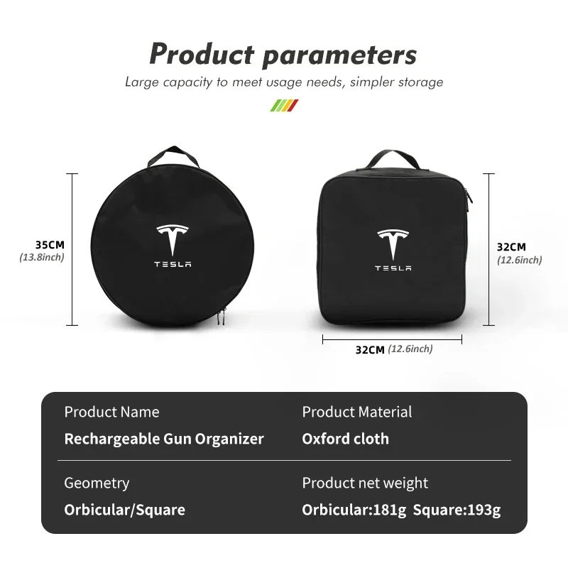 Car Charging Cable Storage Bag Carry Charger Container Storage For Tesla Model 3 Y S X 2021 Roadster Cybertruck Juguete