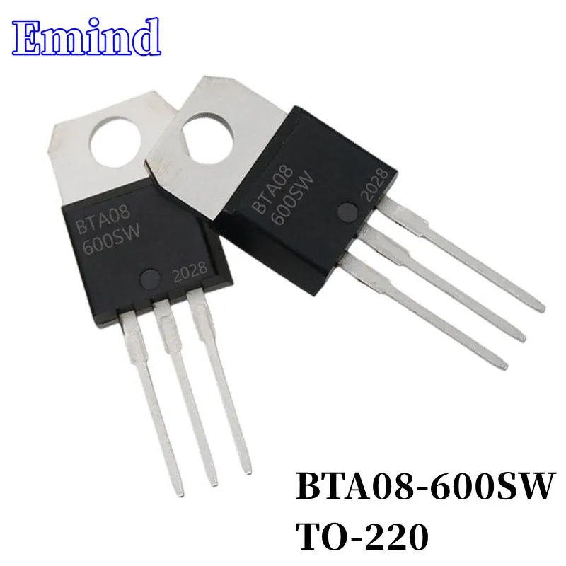 20/50/100/200/500Pcs BTA08-600SW BTA08 Triac 8A/600V TO-220 DIP Thyristor Large Chip