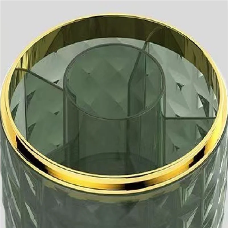 Y51A-360 Rotating Desktop Organizer Box Multifunctional Spinning Cosmetic Brush Container Dustproof For Lipsticks With Lid Durab