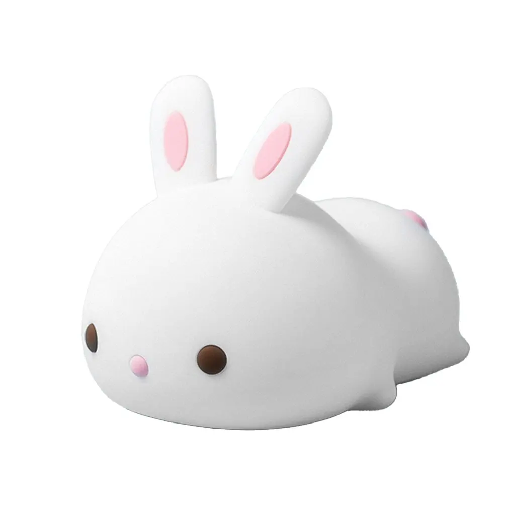 Cartoon Silicone Night Light Small Lying Rabbit Modelling Ambient Light LED Rechargeable Touch Lamp Bedroom